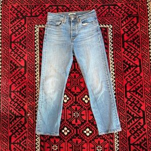 levis boyfriend slim - straight leg jeans mid blue denim 27 euc
